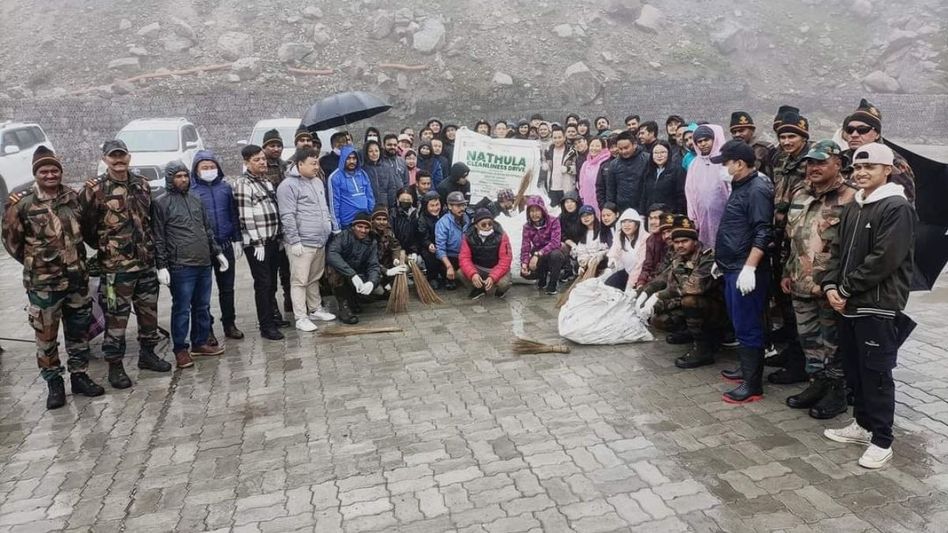 Sikkim government conducts massive cleanliness drive at Nathula on Indo-China border Sikkim government conducts massive cleanliness drive at Nathula on Indo-China border