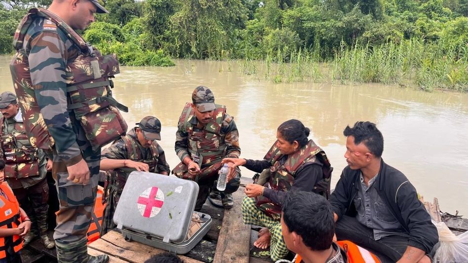 Indian Army evacuates 48 citizens from flood-hit Assam-Arunachal border villages Indian Army evacuates 48 citizens from flood-hit Assam-Arunachal border villages