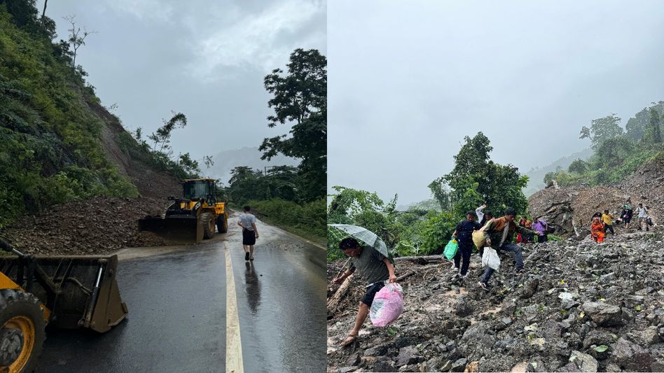 Arunachal: MLA Oni Panyang inspects landslide damage on Pasighat-Mariyang road Arunachal: MLA Oni Panyang inspects landslide damage on Pasighat-Mariyang road