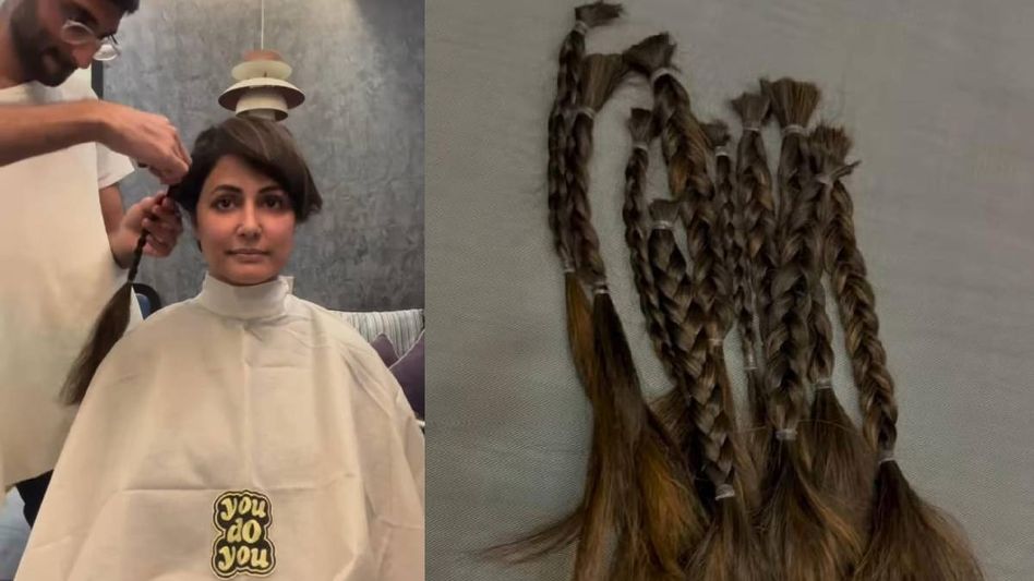 Actor Hina Khan cuts hair for chemotherapy amid breast cancer treatment Actor Hina Khan cuts hair for chemotherapy amid breast cancer treatment