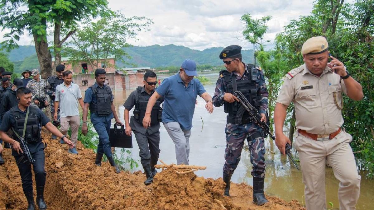 Manipur CM visits flood-affected areas, assures immediate assistance Manipur CM visits flood-affected areas, assures immediate assistance