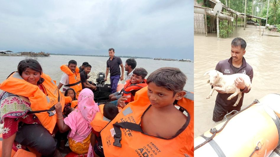 Assam flood: Police, emergency teams rescue above five thousand people, 448 animals Assam flood: Police, emergency teams rescue above five thousand people, 448 animals