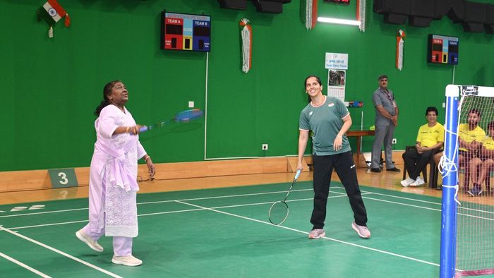 President Murmu rallies for sports, plays badminton with Saina Nehwal