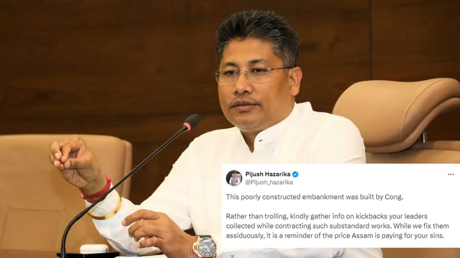 Pijush Hazarika, Assam Congress lock horns on X over embankment issues Pijush Hazarika, Assam Congress lock horns on X over embankment issues