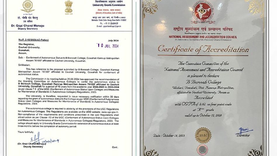 Assam: Guwahati's B Borooah College granted 'autonomous' status by UGC in latest NAAC assessment Assam: Guwahati's B Borooah College granted 'autonomous' status by UGC in latest NAAC assessment