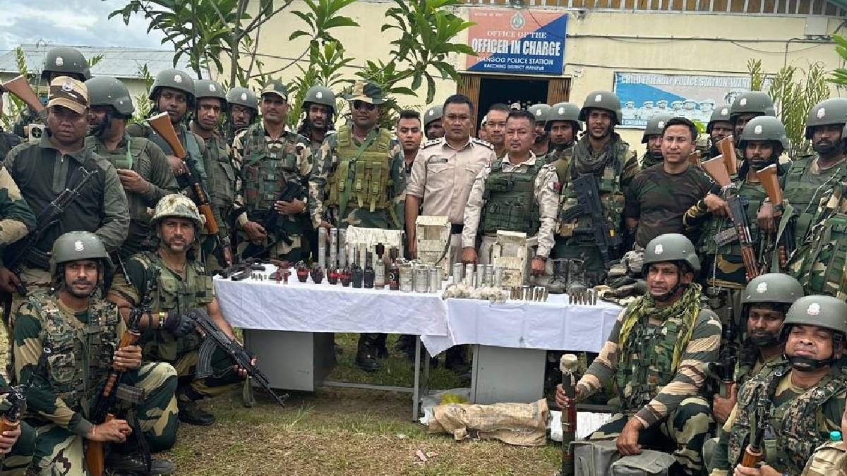 Manipur: Security forces recover arms and ammunition in Churachandpur and Kakching district