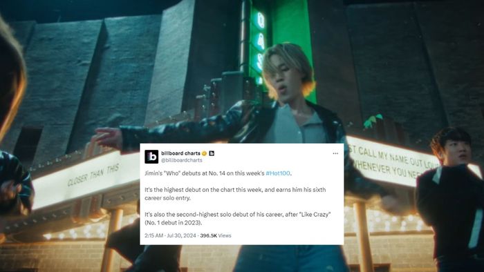 Jimin's 'Who' debuts at no. 14 on Billboard Hot 100