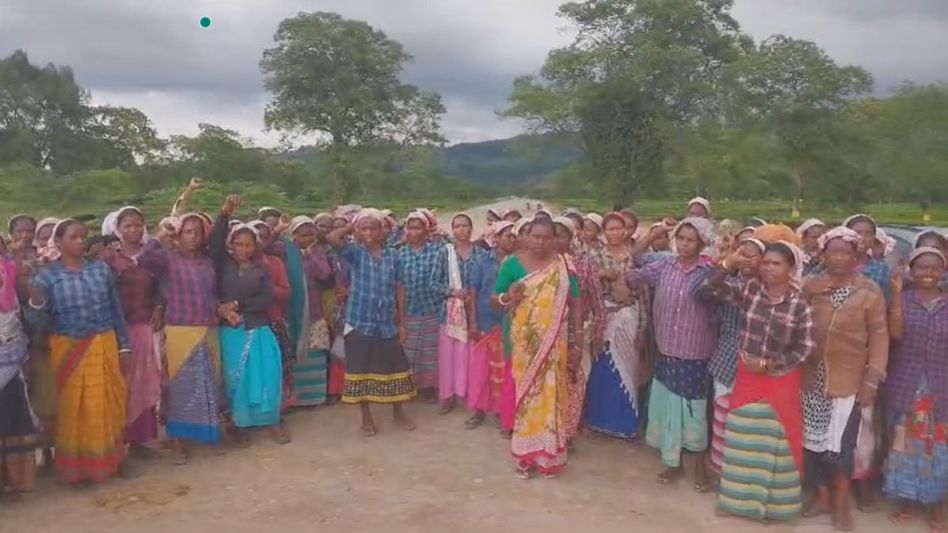 Assam: Ledo tea estate workers protest against road construction damages Assam: Ledo tea estate workers protest against road construction damages