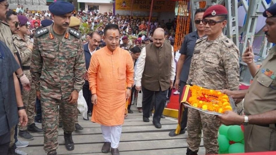 Sikkim CM Prem Singh Golay inaugurates Indrani Bridge over Teesta River Sikkim CM Prem Singh Golay inaugurates Indrani Bridge over Teesta River