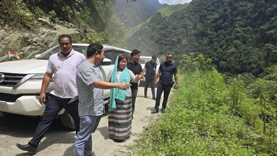 Arunachal minister inspects crucial road near Indo-China border district Arunachal minister inspects crucial road near Indo-China border district