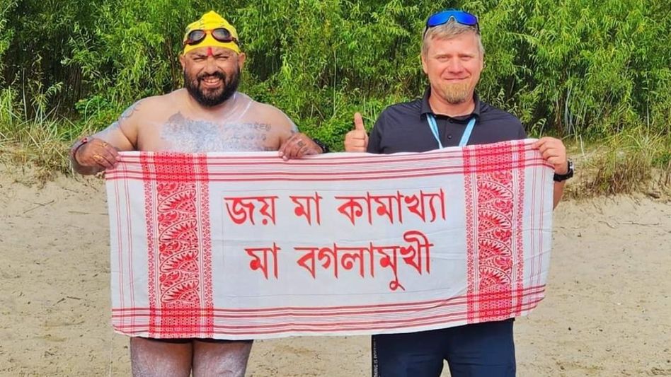 Elvis Ali Hazarika becomes first Assamese to swim across Poland Gulf Elvis Ali Hazarika becomes first Assamese to swim across Poland Gulf