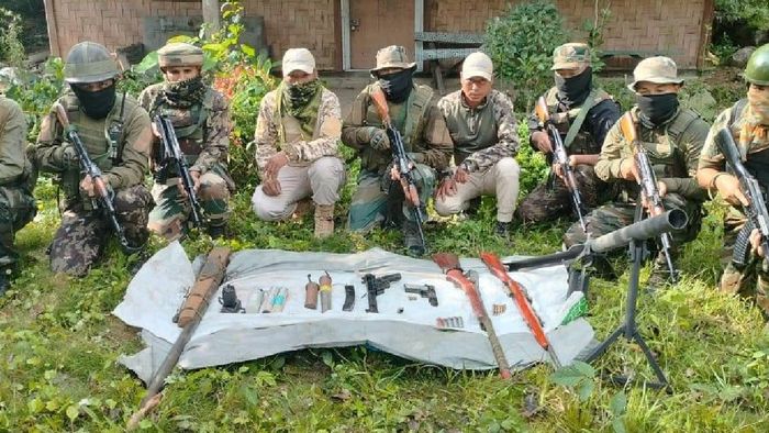 Manipur: Security forces seize large cache of weapons in Kangpokpi district