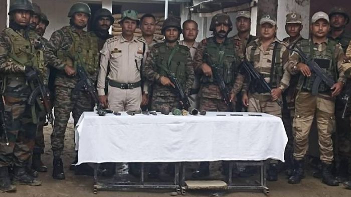 Manipur: Security forces recover weapons and ammunition in Bishnupur district during search operations