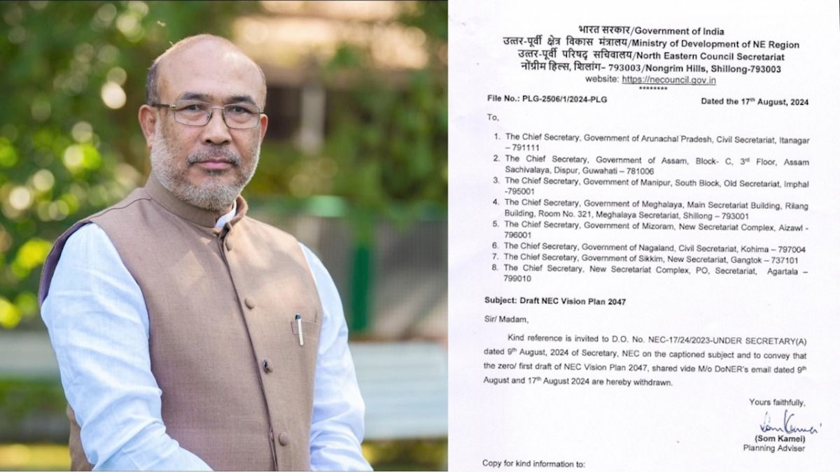NEC wrongly refers to Manipur as 'Chin State of Manipur' in vision document, withdraws draft after complaints