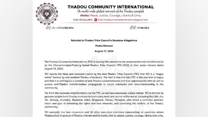 Manipur: Thadou Community International denounces false claims by 'bogus' Thadou tribe council