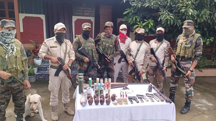 Manipur: Security forces seize large cache of arms and ammunition in hill and valley districts
