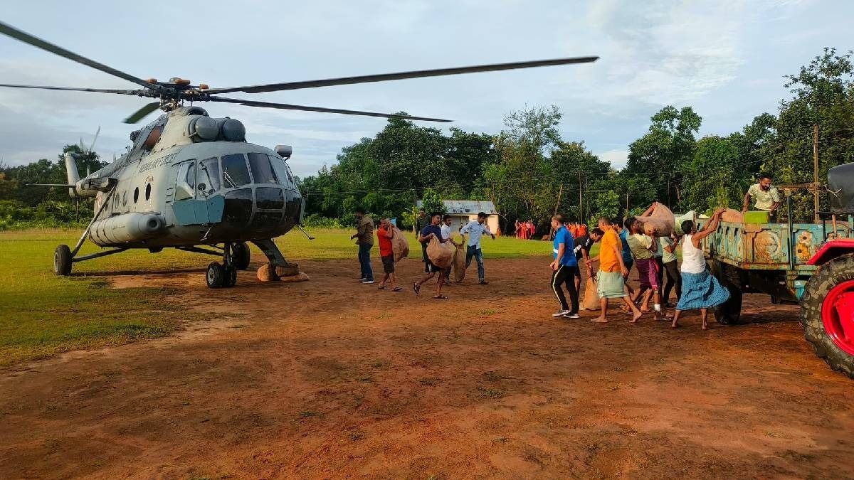 Tripura: Air dropping of essential supplies underway in flood-hit Gomati district