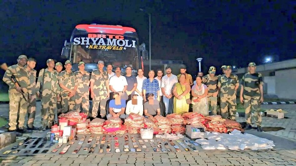 Meghalaya BSF seize contraband in Shillong-Dhaka bus at Dawki, three held Meghalaya BSF seize contraband in Shillong-Dhaka bus at Dawki, three held