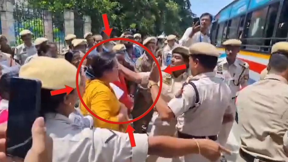 Guwahati Police Commissioner orders probe into alleged assault on female protester by police officer Guwahati Police Commissioner orders probe into alleged assault on female protester by police officer