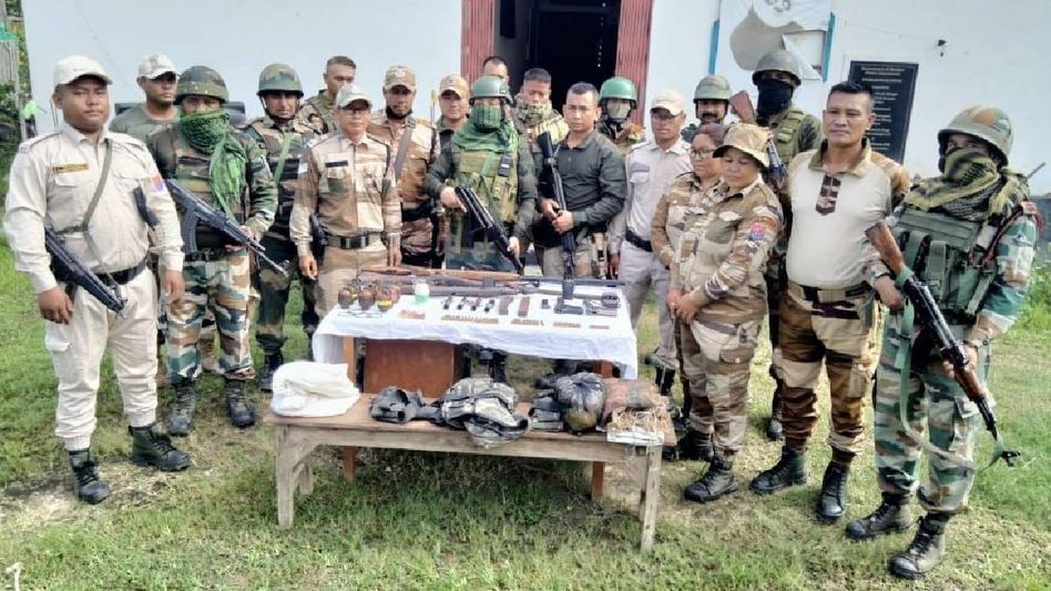 Manipur: Security forces recover arms and ammunition in Kakching district; 113 detained in statewide naka checks Manipur: Security forces recover arms and ammunition in Kakching district; 113 detained in statewide naka checks