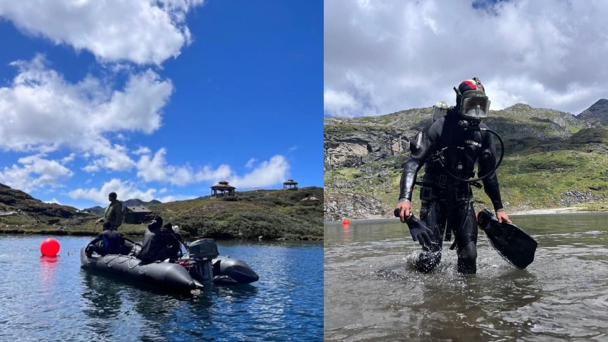 Special forces divers conduct underwater diving expedition in East Sikkim