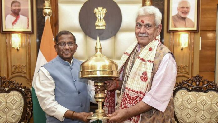 J&K Lt Governor Manoj Sinha visits Kamakhya Temple in Guwahati ahead of elections