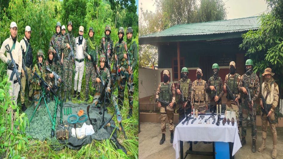 Manipur: Sophisticated weapons, grenades, walkie-talkie radio sets recovered during search operation Manipur: Sophisticated weapons, grenades, walkie-talkie radio sets recovered during search operation
