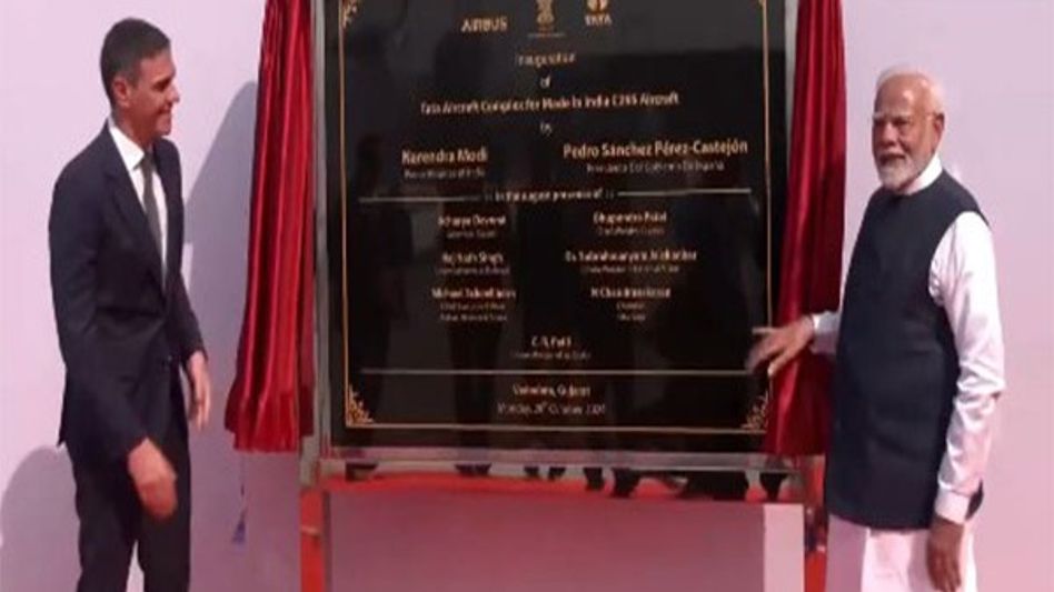 Prime Ministers Modi and Sanchez inaugurate TATA-Airbus aircraft assembly facility in Vadodara Prime Ministers Modi and Sanchez inaugurate TATA-Airbus aircraft assembly facility in Vadodara
