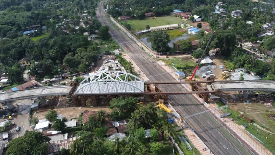 NFR introduces bow string arch steel girder for new road over bridge near Kampur station NFR introduces bow string arch steel girder for new road over bridge near Kampur station