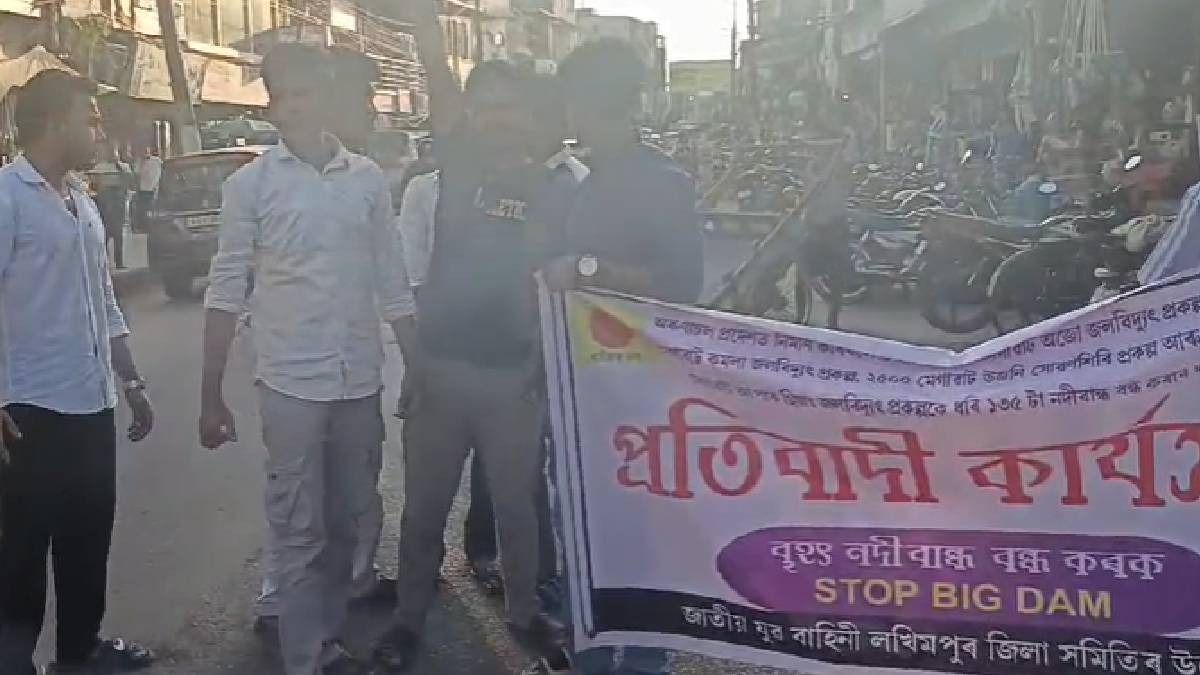 Assam: Raijor Dal youths protest against mega dam projects, burn effigies of PM Modi