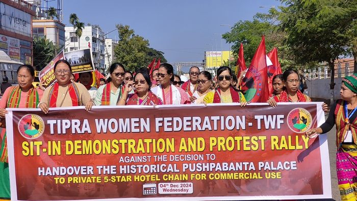 Tripura: Twipra Women Federation protests Puspabanta Palace deal with Taj Group