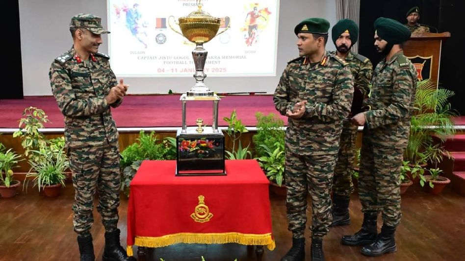 Assam: Army unveils trophy for football tournament, 12 teams from state to participate Assam: Army unveils trophy for football tournament, 12 teams from state to participate