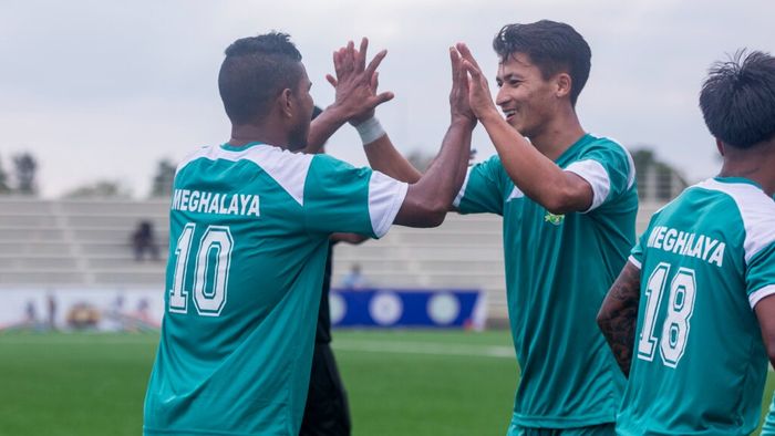 During the match played in the 78TH National Football Championship Santosh Trophy 2024 - 2025 played in Deccan Arena Football Stadium in Hyderabad on 19th December 2024.Photos : Parthibhan R / Santhosh Trophy / AIFF