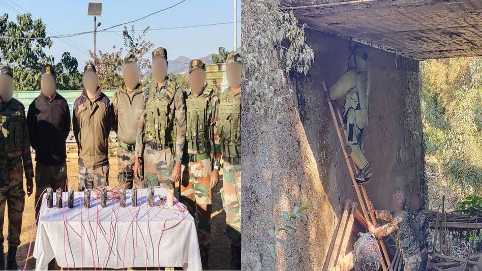 Manipur: Security forces recover huge cache of explosives, arms and ammunition on Imphal-Churachandpur route Manipur: Security forces recover huge cache of explosives, arms and ammunition on Imphal-Churachandpur route
