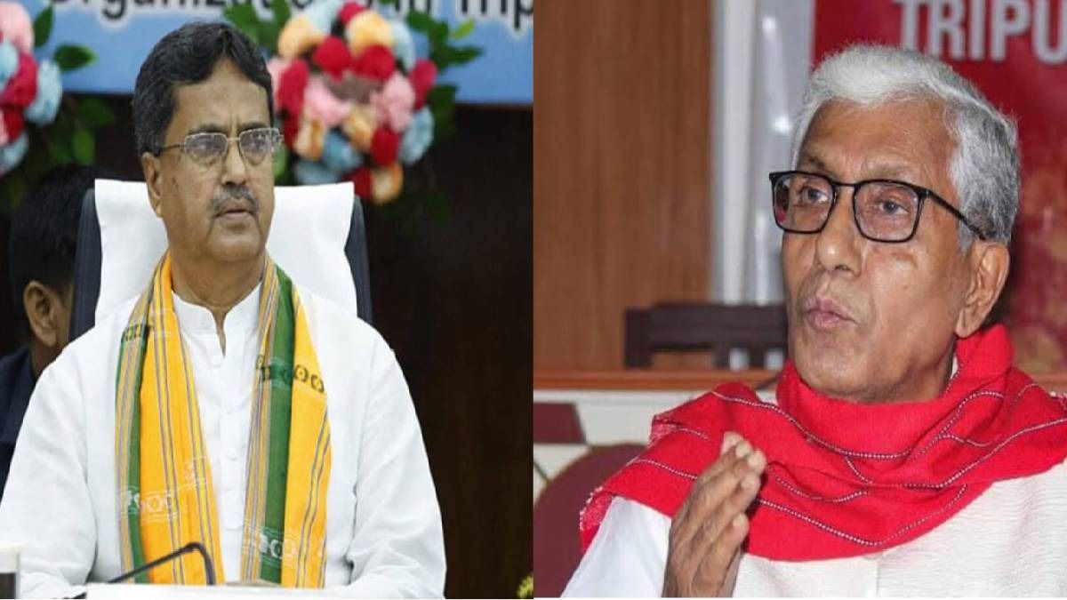 Tripura CM Manik Saha (L), Former CM Manik Sarkar (R)