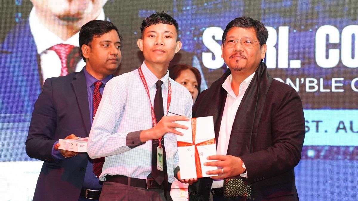 Meghalaya CM distributes M-Tab tablets to students in West Garo Hills