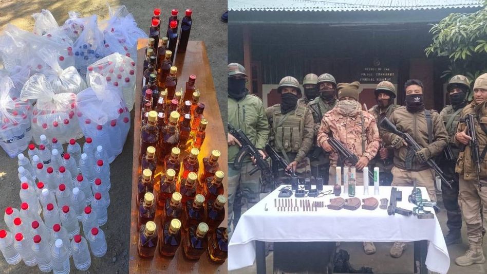 Manipur police seize illegal liquor and arms cache in separate operations Manipur police seize illegal liquor and arms cache in separate operations