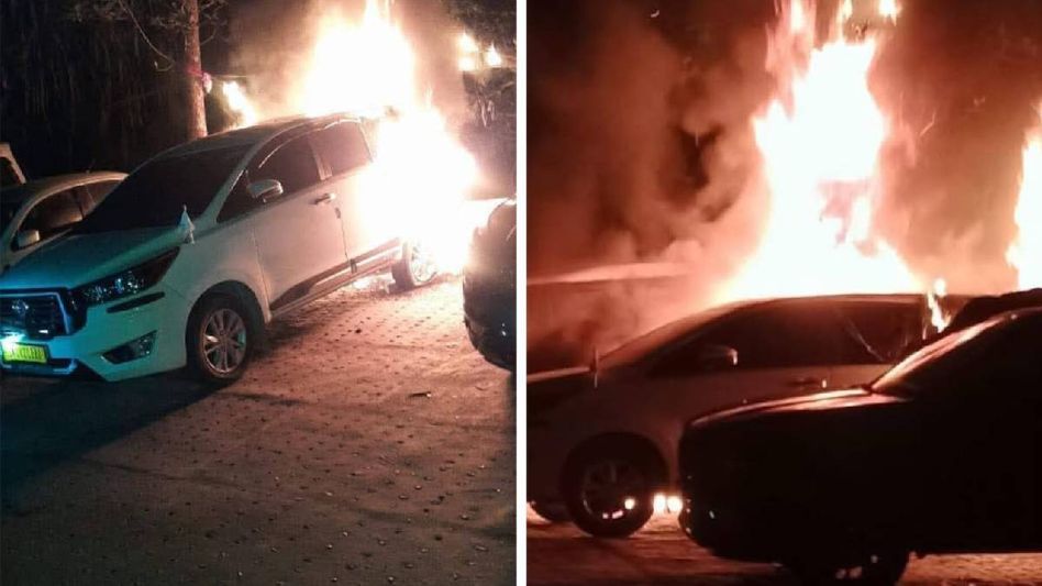 Sikkim: Late-night blaze engulfs 2 parked cars near Chorten Gumpa, no casualties reported Sikkim: Late-night blaze engulfs 2 parked cars near Chorten Gumpa, no casualties reported