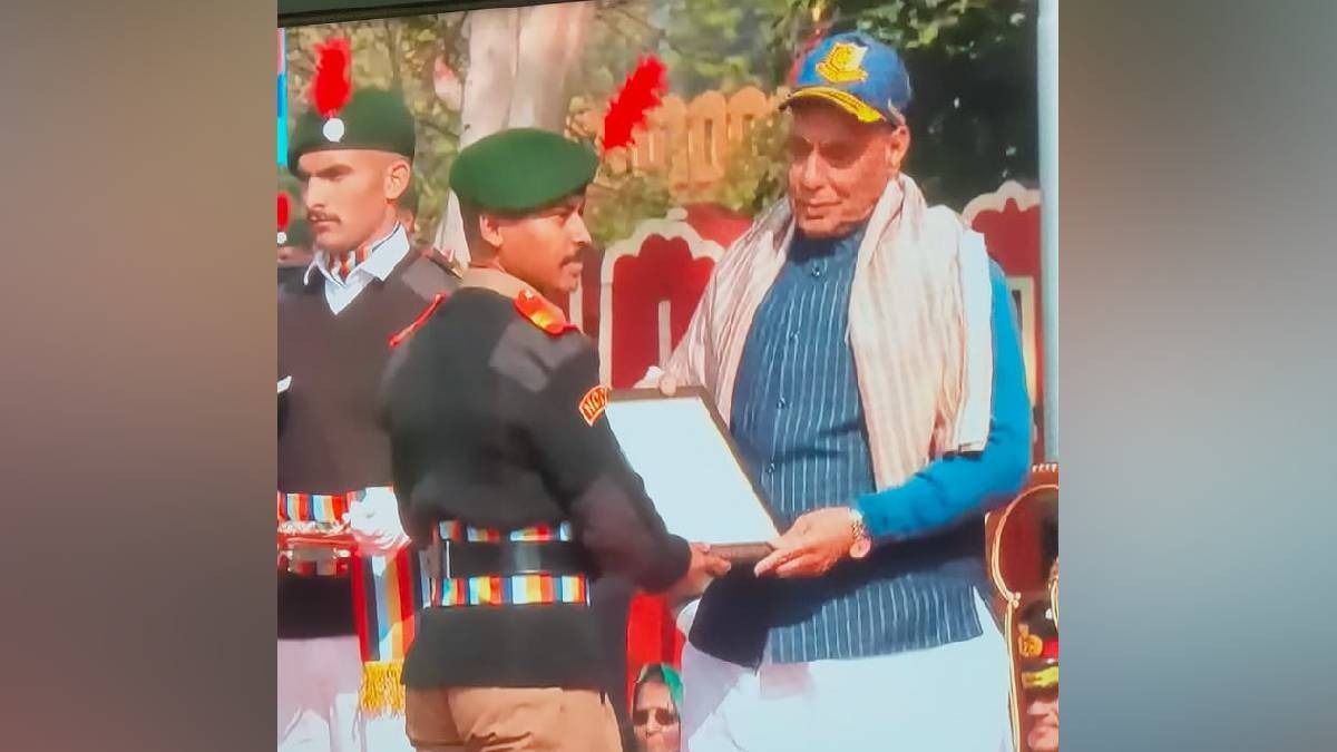 Rajnath Singh honours Aryamitra Nath of Morigaon with Defence Minister's medal Rajnath Singh honours Aryamitra Nath of Morigaon with Defence Minister's medal