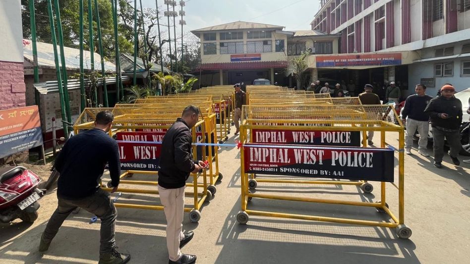Manipur: Imphal airport-AAI hand over road barricades to state police for enhanced public safety Manipur: Imphal airport-AAI hand over road barricades to state police for enhanced public safety