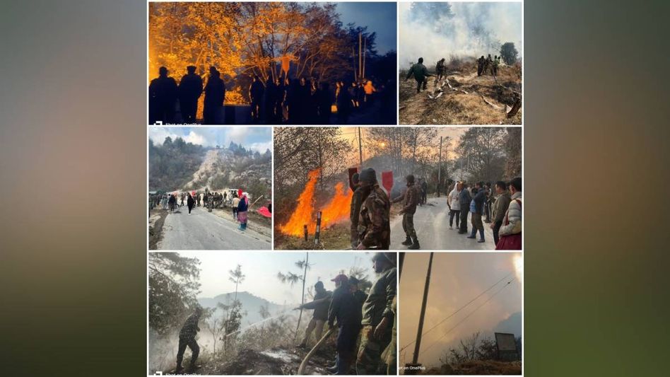 Army's Gajraj Corps respond to SOS call as massive wildfire erupts at Arunachal's Tawang Chu river belt Army's Gajraj Corps respond to SOS call as massive wildfire erupts at Arunachal's Tawang Chu river belt