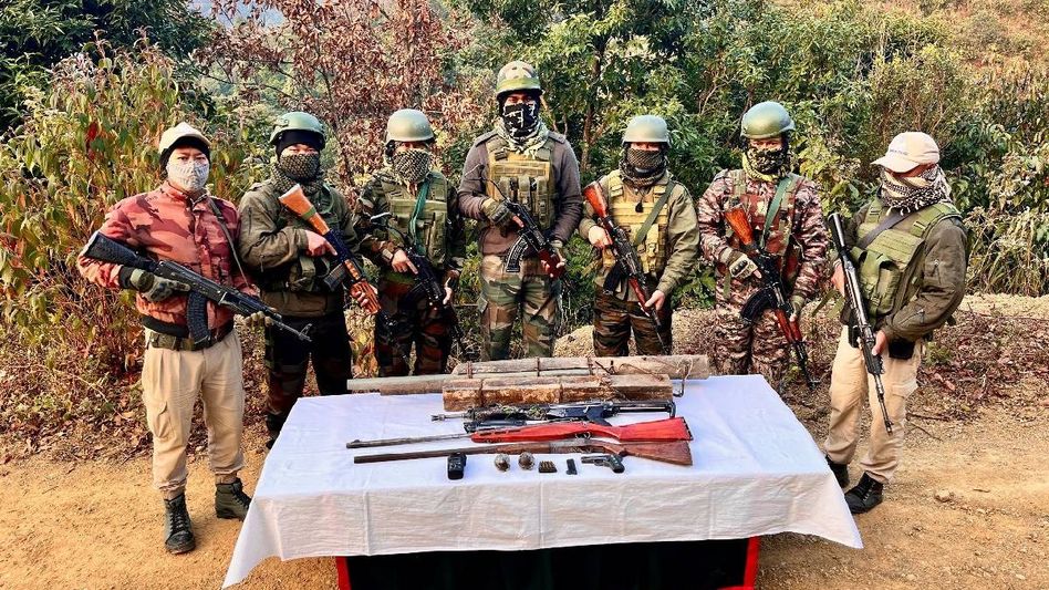 Manipur: Security forces recover explosives and ammunition in Kangpokpi district during search operations Manipur: Security forces recover explosives and ammunition in Kangpokpi district during search operations