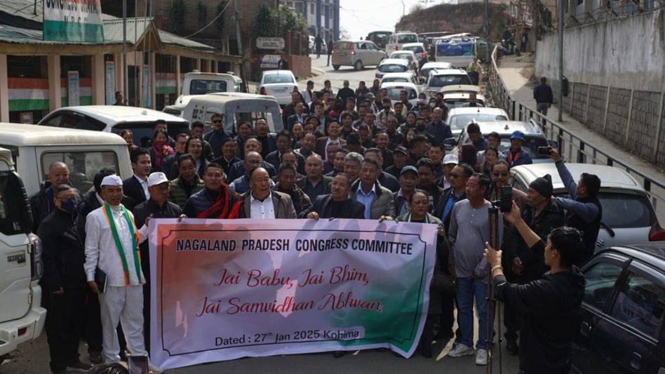 Nagaland Congress protests against BJP's remarks undermining Constitution Nagaland Congress protests against BJP's remarks undermining Constitution