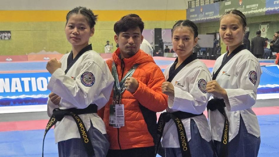 Arunachal athletes clinch gold in female group Poomsae at 38th National Games Arunachal athletes clinch gold in female group Poomsae at 38th National Games