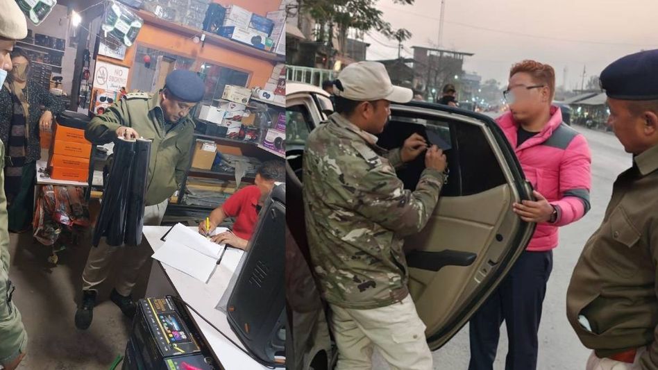 Manipur police crackdown on black film sellers, tints of over 400 cars removed in Imphal East Manipur police crackdown on black film sellers, tints of over 400 cars removed in Imphal East