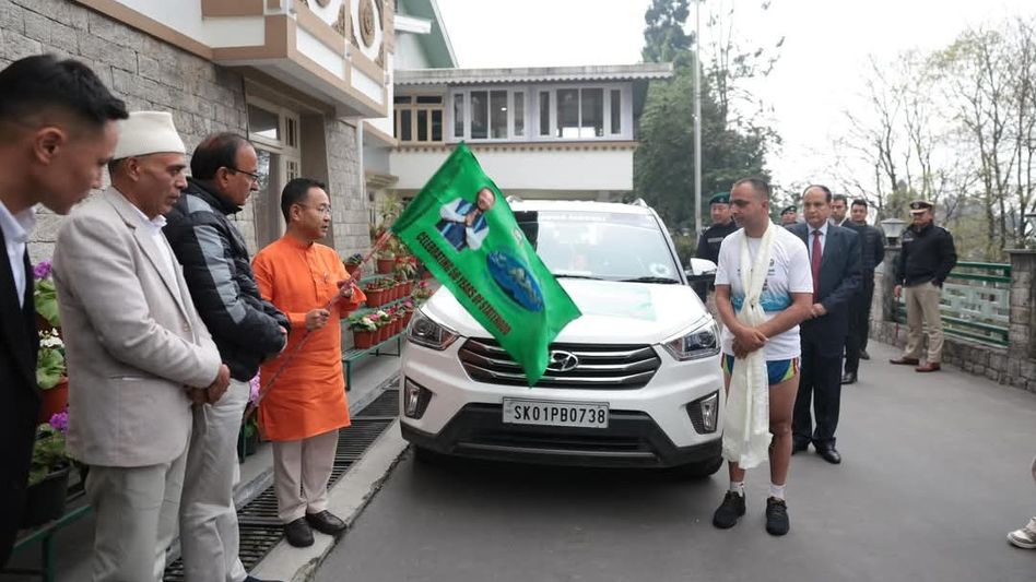 Sikkim CM flags off Shanti Ram Nepal for nationwide marathon covering 29 states Sikkim CM flags off Shanti Ram Nepal for nationwide marathon covering 29 states
