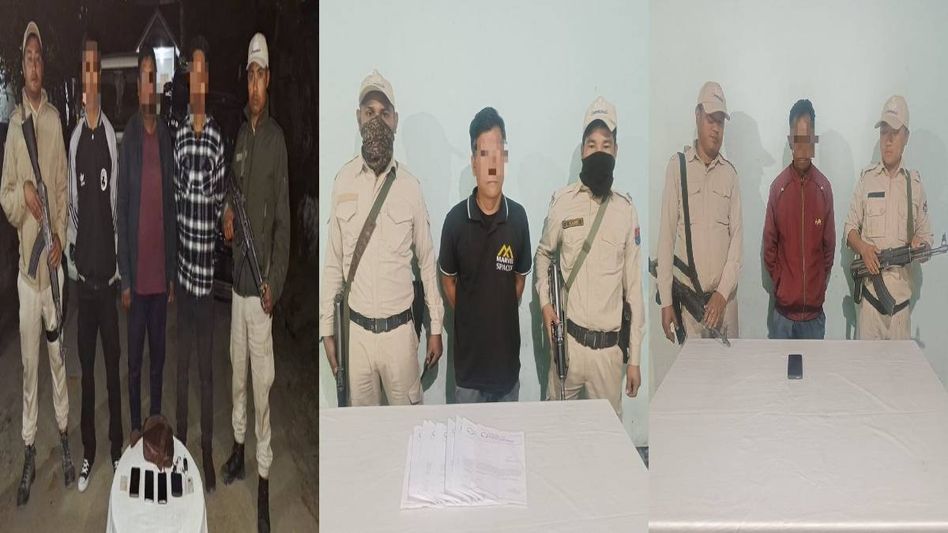 Manipur police arrest 5 active cadres of proscribed insurgent groups involved in extortion and illegal activities Manipur police arrest 5 active cadres of proscribed insurgent groups involved in extortion and illegal activities