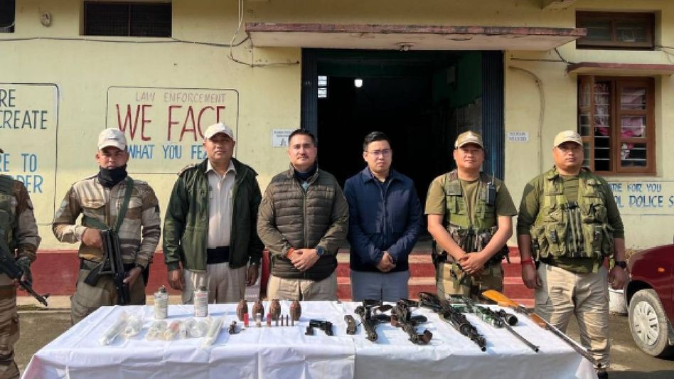 Manipur: Security forces recover huge cache of sophisticated weapons and explosives during search operations Manipur: Security forces recover huge cache of sophisticated weapons and explosives during search operations