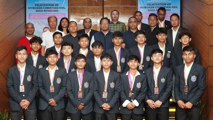 Meghalaya celebrates school football team's international success at official felicitation
