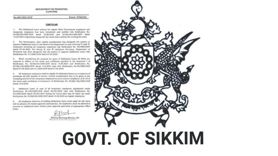 Sikkim govt allows senior officials to approve sabbatical leave Sikkim govt allows senior officials to approve sabbatical leave
